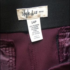 Style and Co petite Maroon pant sz 14 P